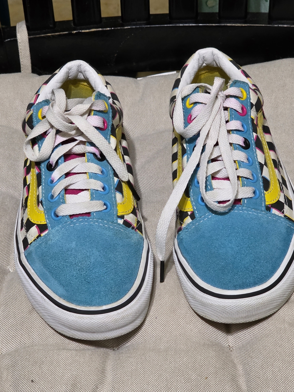 Vans Old Skool Crazy Checkss Teal Plaid Size 6.5 Excellente Condition